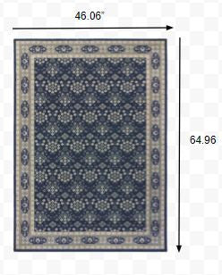 Homeroots 4' X 6' Navy And Gray Floral Ditsy Area Rug Navy,Grey Polypropylene 388741