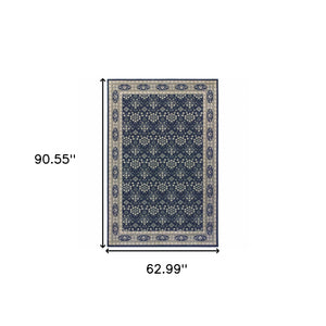 Homeroots 5' X 8' Navy And Gray Floral Ditsy Area Rug Navy,Grey Polypropylene 388742