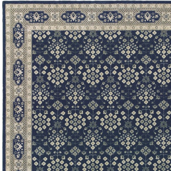 Homeroots 7' X 10' Navy And Gray Floral Ditsy Area Rug Navy,Grey Polypropylene 388743