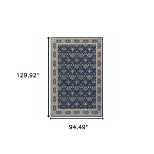 Homeroots 8' X 11' Navy And Gray Floral Ditsy Area Rug Navy,Grey Polypropylene 388744