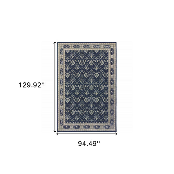 Homeroots 8' X 11' Navy And Gray Floral Ditsy Area Rug Navy,Grey Polypropylene 388744