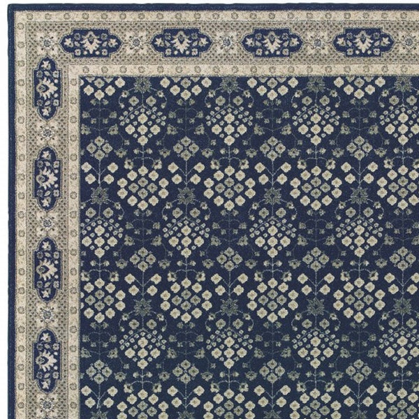 Homeroots 8' X 11' Navy And Gray Floral Ditsy Area Rug Navy,Grey Polypropylene 388744