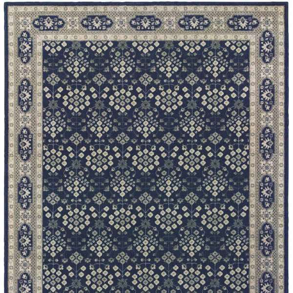 Homeroots 8' X 11' Navy And Gray Floral Ditsy Area Rug Navy,Grey Polypropylene 388744