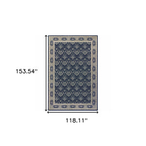 Homeroots 10' X 13' Navy And Gray Floral Ditsy Area Rug Navy,Grey Polypropylene 388746