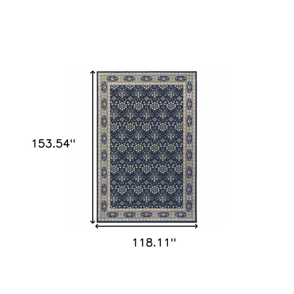 Homeroots 10' X 13' Navy And Gray Floral Ditsy Area Rug Navy,Grey Polypropylene 388746