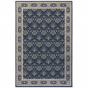 Homeroots 12' X 15' Blue And Gray Area Rug Navy,Grey Polypropylene 388747