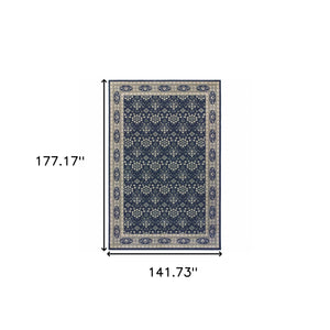 Homeroots 12' X 15' Blue And Gray Area Rug Navy,Grey Polypropylene 388747