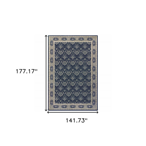 Homeroots 12' X 15' Blue And Gray Area Rug Navy,Grey Polypropylene 388747