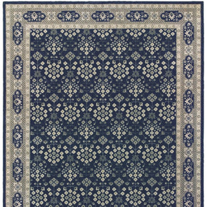 Homeroots 12' X 15' Blue And Gray Area Rug Navy,Grey Polypropylene 388747