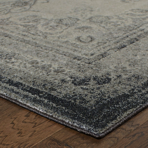HomeRoots 10' X 13' Ivory and Gray Medallion Area Rug - Elegant, Soft, Durable Design for Modern Living Spaces 9'10" x 12'10" 388754