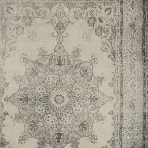 HomeRoots 10' X 13' Ivory and Gray Medallion Area Rug - Elegant, Soft, Durable Design for Modern Living Spaces 9'10" x 12'10" 388754