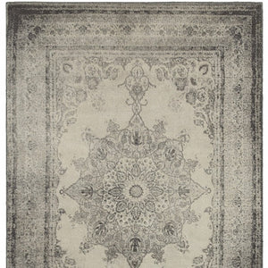 HomeRoots 10' X 13' Ivory and Gray Medallion Area Rug - Elegant, Soft, Durable Design for Modern Living Spaces 12' x 15' 388755