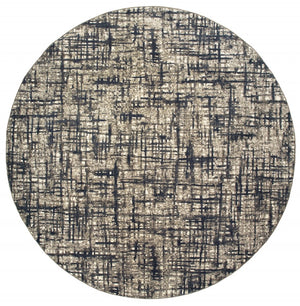 HomeRoots 5' Abstract Area Rug - Contemporary Distressed-Grid Design for Stylish Living Spaces and Durability Grey/ Navy 12' x 15' 388763