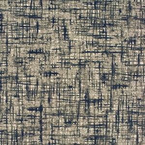HomeRoots 5' Abstract Area Rug - Contemporary Distressed-Grid Design for Stylish Living Spaces and Durability Grey/ Navy 12' x 15' 388763