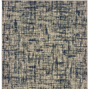 HomeRoots 5' Abstract Area Rug - Contemporary Distressed-Grid Design for Stylish Living Spaces and Durability Grey/ Navy 12' x 15' 388763