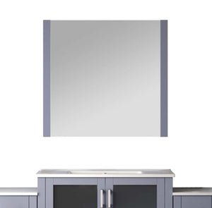 English Elm Dark Grey Bath Vanity 60" W With White Ceramic Top, Side Cabinets & 34" Mirror - Stylish Storage Solution B2731S00961