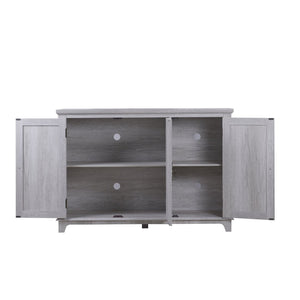 English Elm 49.33" Mirrored Lattice Buffet Cabinet with Adjustable Shelves Vintage Wood Grain Sideboard Light Gray W2899P372742