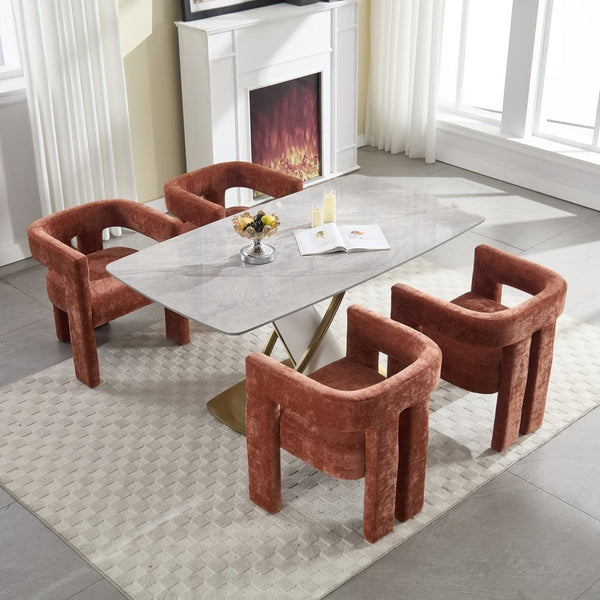 English Elm United We Win Chenille Barrel Accent Armchairs Set of Two for Living Room Dining Orange W1568P389272