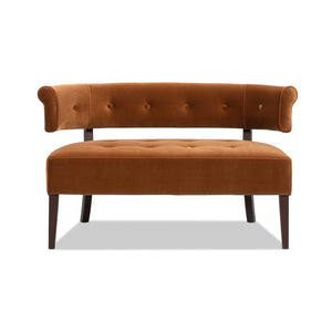 English Elm Jennifer Taylor Home - Jared Mid-Century Tufted Bench Settee in Performance Velvet — Kiln-Dried Frame, Plush Supportive Seating Burnt Orange B2719P355286