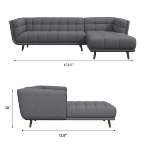 English Elm Ashcroft Furniture - Addison Left Sectional Sofa – Stylish Ash Grey Fabric, Mid-Century Design, Perfect For Small Spaces! B183S00148
