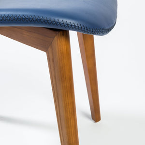 EuroStyle Mai Leatherette Dining Side Chairs with Walnut Ashwood Legs Mid-Century Set of 2 Blue 38880BLU-MP2
