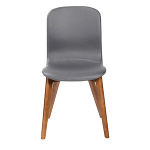 EuroStyle Mai Leatherette Dining Side Chairs with Walnut Ashwood Legs Mid-Century Set of 2 Gray 38880GRY-MP2