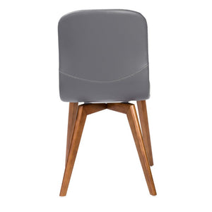 EuroStyle Mai Leatherette Dining Side Chairs with Walnut Ashwood Legs Mid-Century Set of 2 Gray 38880GRY-MP2