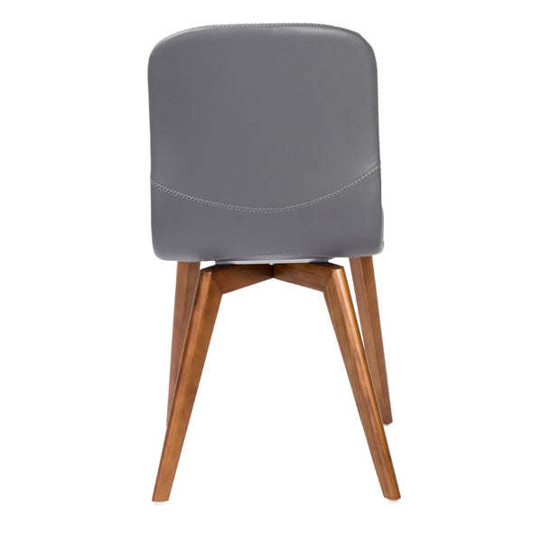 EuroStyle Mai Leatherette Dining Side Chairs with Walnut Ashwood Legs Mid-Century Set of 2 Gray 38880GRY-MP2