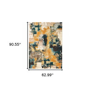 Homeroots 5' X 8' Cream Black And Orange Abstract Power Loom Area Rug  Nylon 388825