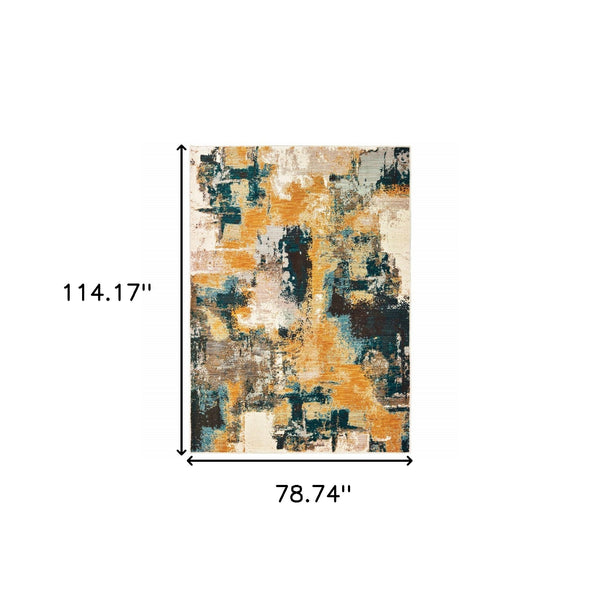 Homeroots 7' X 10' Cream Black And Orange Abstract Power Loom Area Rug  Nylon 388826