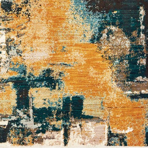 Homeroots 8' X 11' Cream Black And Orange Abstract Power Loom Area Rug  Nylon 388827