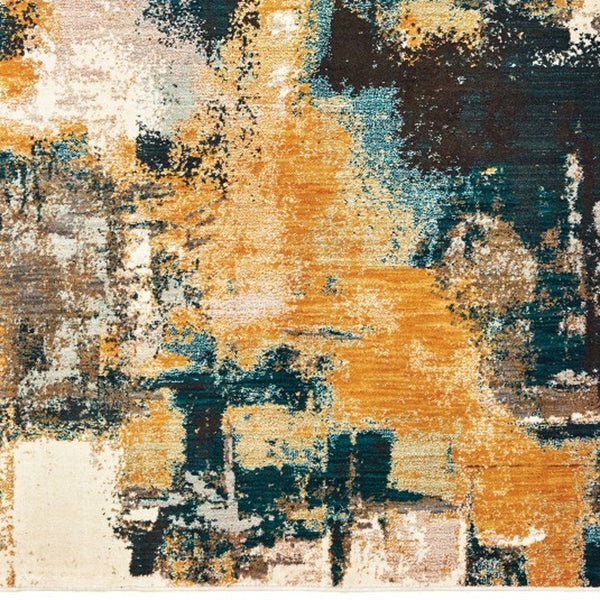 Homeroots 8' X 11' Cream Black And Orange Abstract Power Loom Area Rug  Nylon 388827