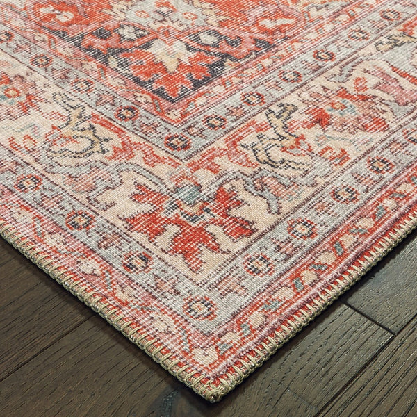 Homeroots 4' X 6' Red And Gray Oriental Area Rug  Polyester 388830