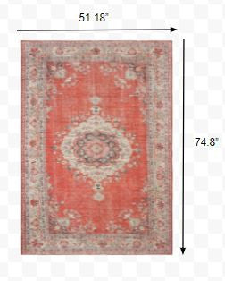 Homeroots 4' X 6' Red And Gray Oriental Area Rug  Polyester 388830