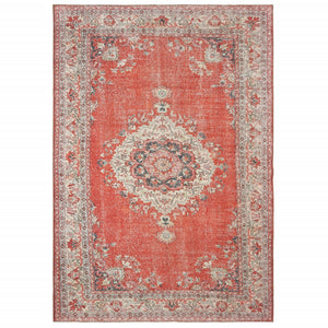 Homeroots 8' X 10' Red And Gray Power Loom Area Rug  Polyester 388832