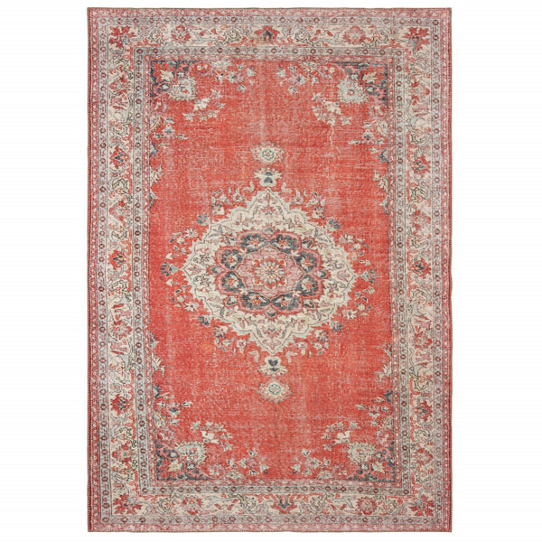 Homeroots 8' X 12' Red And Gray Oriental Area Rug  Polyester 388833