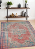 Vintage-Inspired Red and Blue Oriental Area Rug - Durable, Soft, and Timeless Classic Design