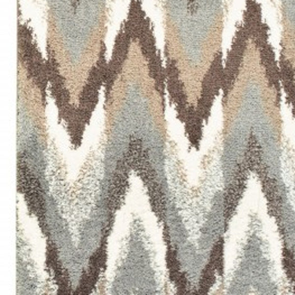HomeRoots 2' X 8' Ikat Pattern Runner Rug – Stylish Gray and Taupe Design for Modern Hallways and Entryways 2'3" x 7'6" 388844