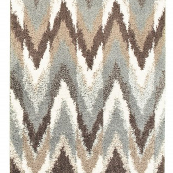 HomeRoots 2' X 8' Ikat Pattern Runner Rug – Stylish Gray and Taupe Design for Modern Hallways and Entryways 2'3" x 7'6" 388844