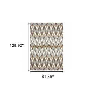 HomeRoots 2' X 8' Ikat Pattern Runner Rug – Stylish Gray and Taupe Design for Modern Hallways and Entryways 7'10" x 10'10" 388848