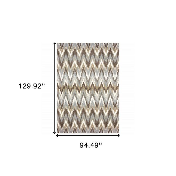 HomeRoots 2' X 8' Ikat Pattern Runner Rug – Stylish Gray and Taupe Design for Modern Hallways and Entryways 7'10" x 10'10" 388848