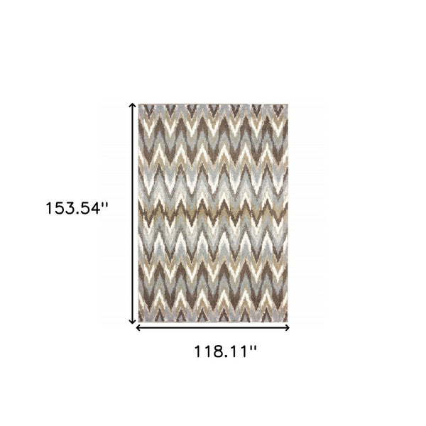 HomeRoots 2' X 8' Ikat Pattern Runner Rug – Stylish Gray and Taupe Design for Modern Hallways and Entryways 9'10" x 12'10" 388849
