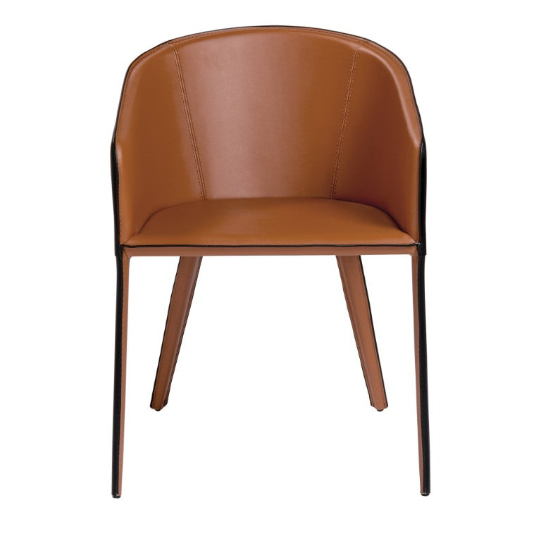 EuroStyle Pallas Architectural Leather Accent Armchair for Modern Living Rooms and Office Spaces 38884COG