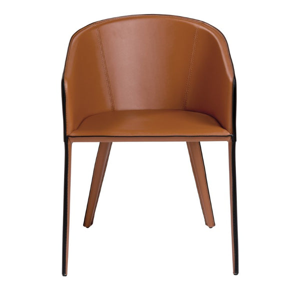 EuroStyle Pallas Architectural Leather Accent Armchair for Modern Living Rooms and Office Spaces 38884COG