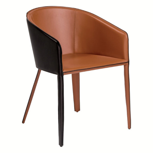 EuroStyle Pallas Architectural Leather Accent Armchair for Modern Living Rooms and Office Spaces 38884COG