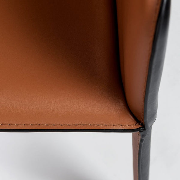 EuroStyle Pallas Architectural Leather Accent Armchair for Modern Living Rooms and Office Spaces 38884COG