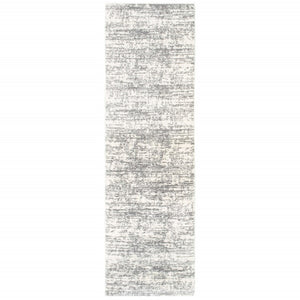 HomeRoots 2' X 8' Abstract Strokes Runner Rug - Contemporary Design for Hallways, Soft, Durable & Stylish Ivory/ Grey 2'3" x 7'6" 388850