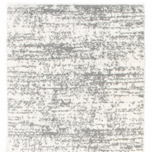 HomeRoots 2' X 8' Abstract Strokes Runner Rug - Contemporary Design for Hallways, Soft, Durable & Stylish Ivory/ Grey 2'3" x 7'6" 388850