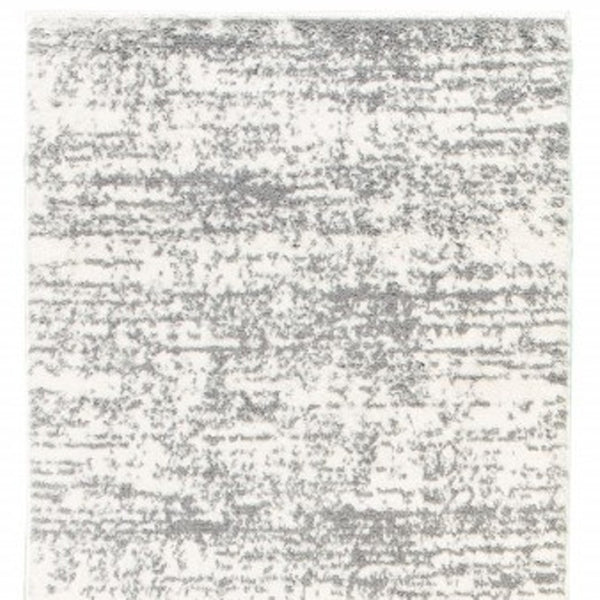 HomeRoots 2' X 8' Abstract Strokes Runner Rug - Contemporary Design for Hallways, Soft, Durable & Stylish Ivory/ Grey 2'3" x 7'6" 388850
