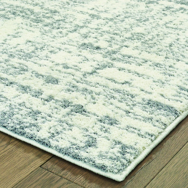 HomeRoots 2' X 8' Abstract Strokes Runner Rug - Contemporary Design for Hallways, Soft, Durable & Stylish Ivory/ Grey 3'10" x 5'5" 388851